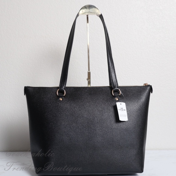 NWT Coach Gallery Tote in Black Crossgrain Leather - Picture 4 of 8
